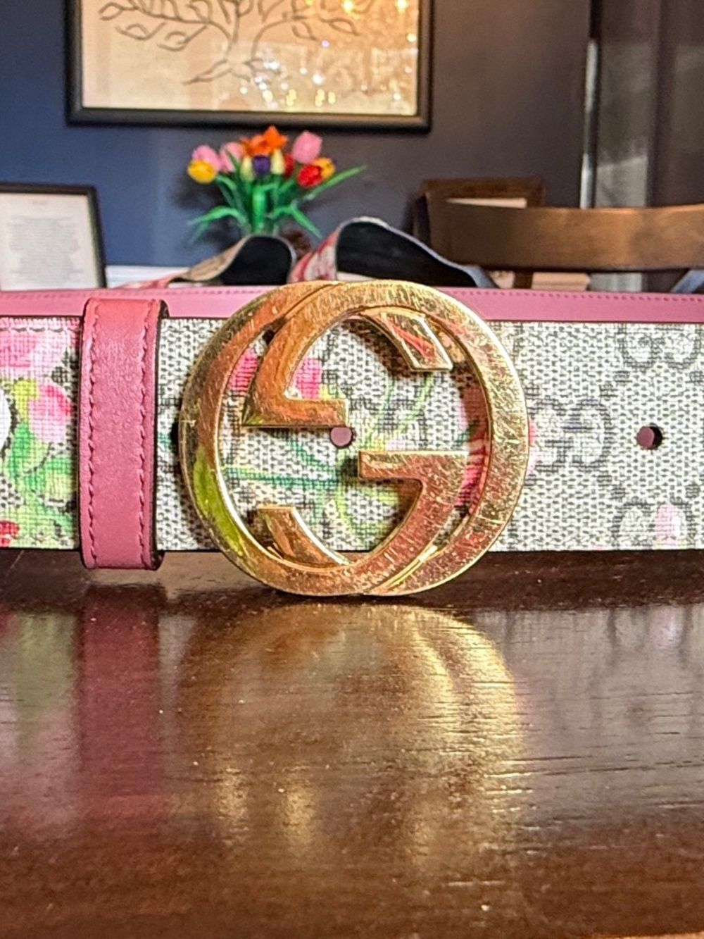 Gucci GG Blooms Supreme Interlocking G Belt 105/42